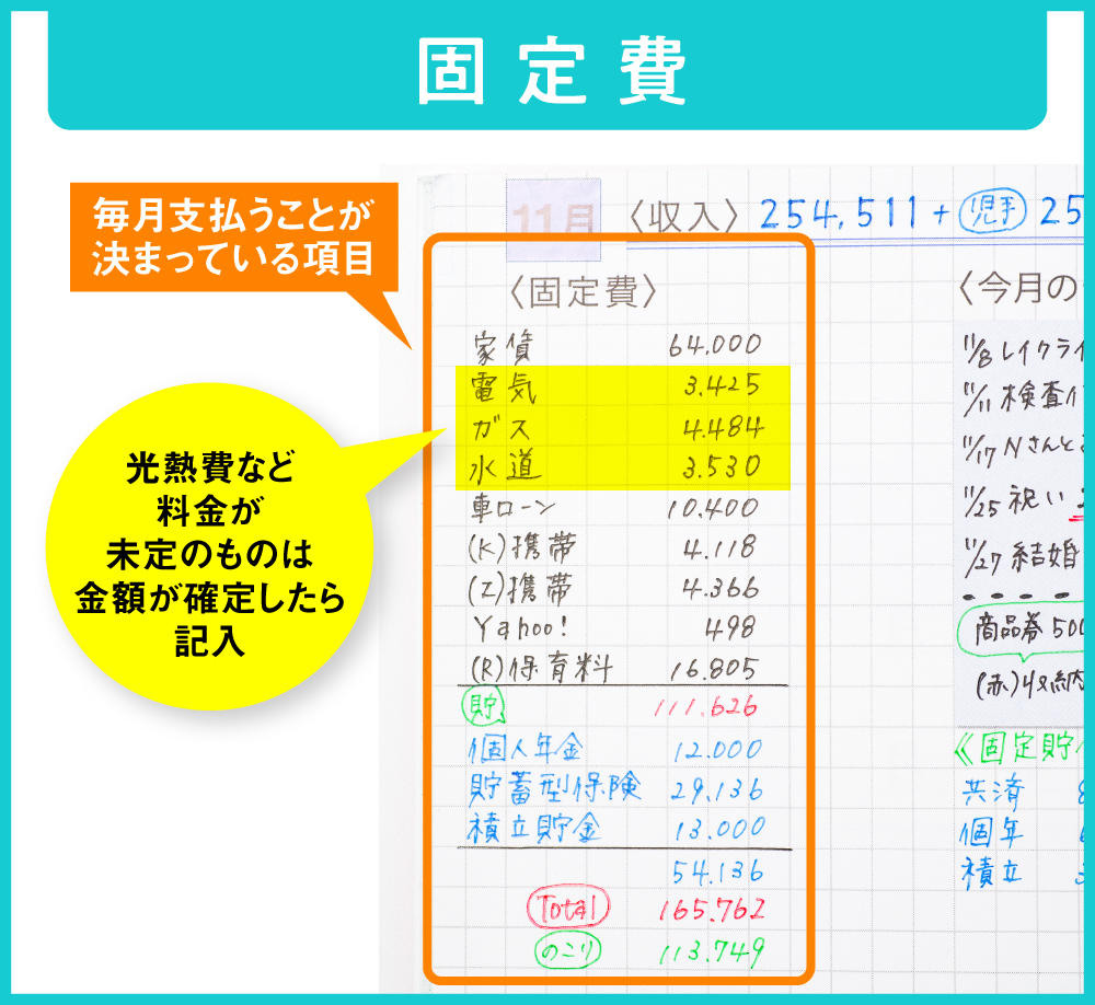 固定費は、確定したらどんどん埋めよう