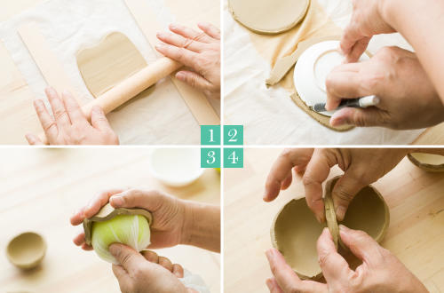 作り方　−丸い小皿を3つ作り連結させる−