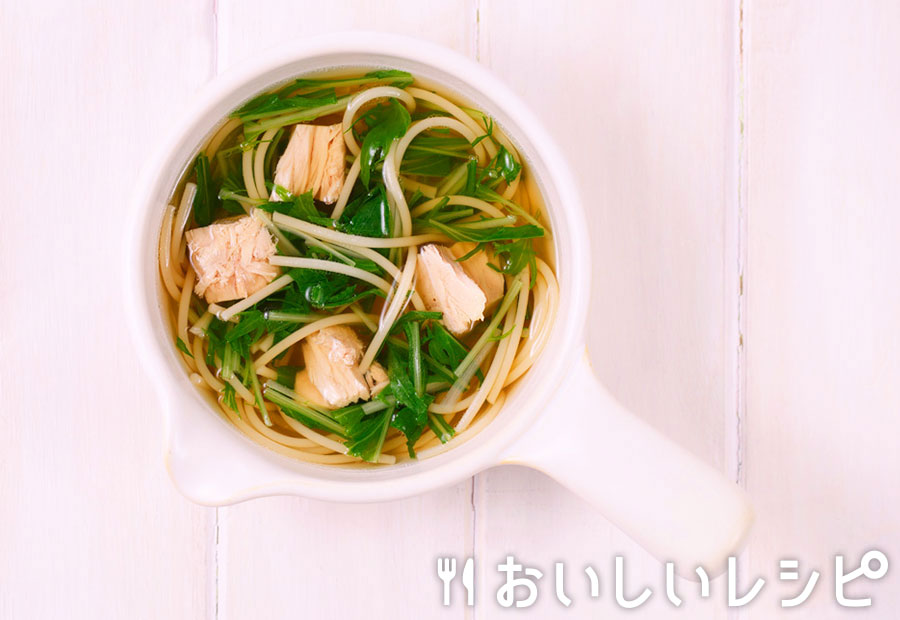 myおかずスープ 水菜とツナのスープスパ