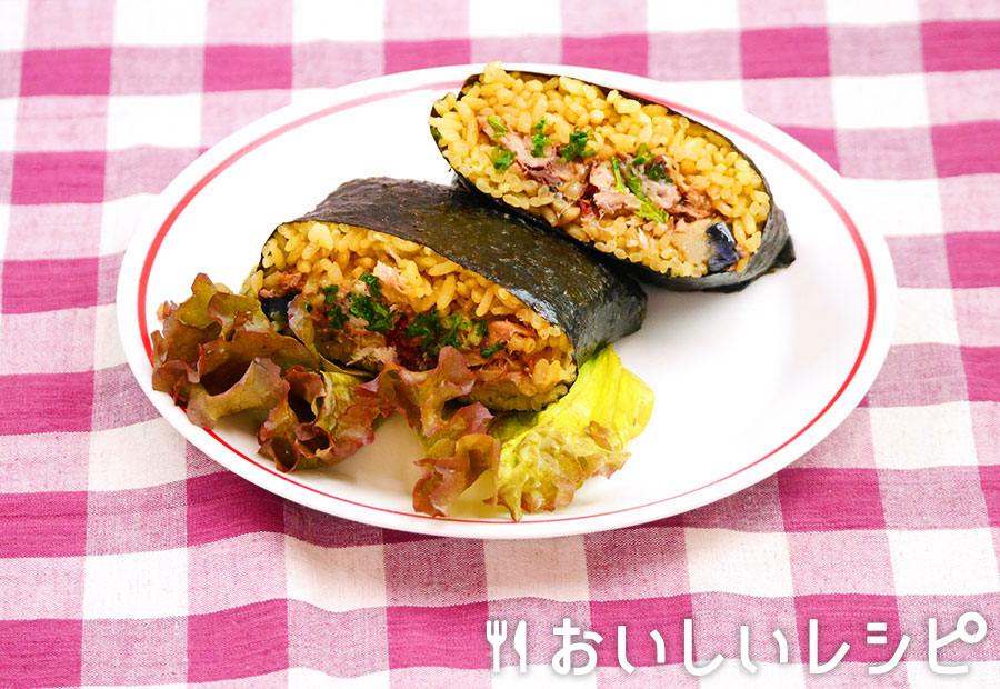 鯖缶と夏野菜のおにぎらず(洋風)