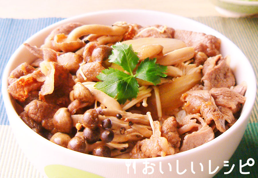 プチッとどんぶりで作る きのこ牛丼
