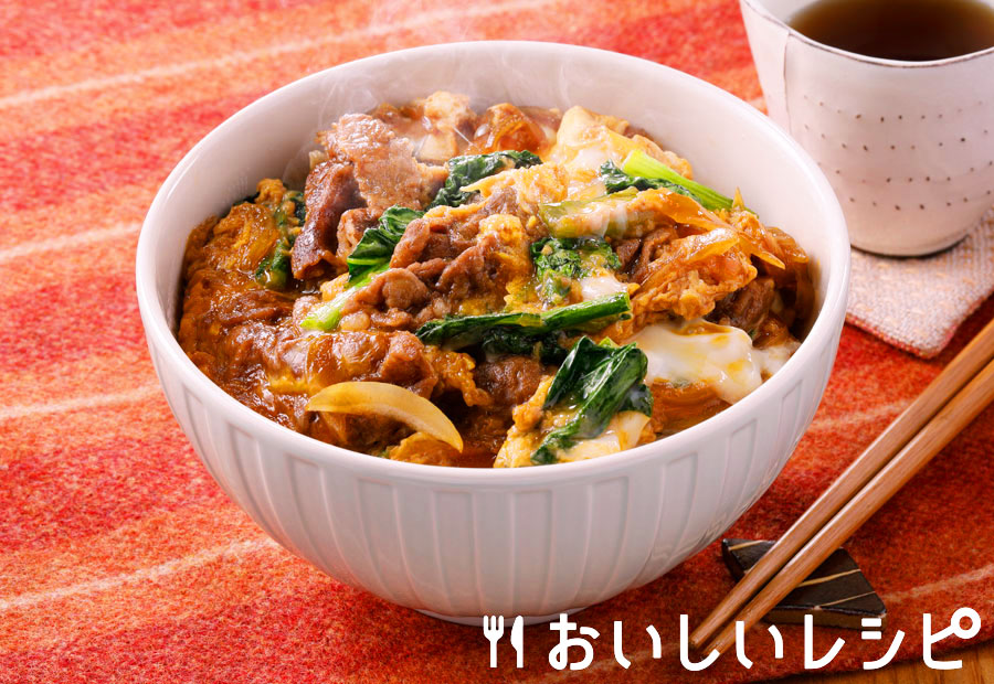 牛すき焼き卵とじ丼(プチサイズ使用)