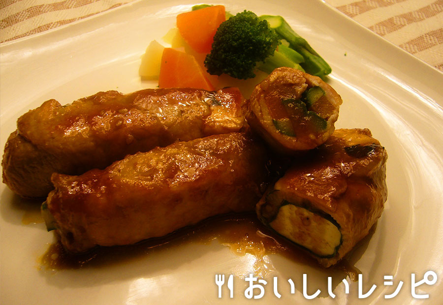 黄金の野菜と豆腐の肉巻き
