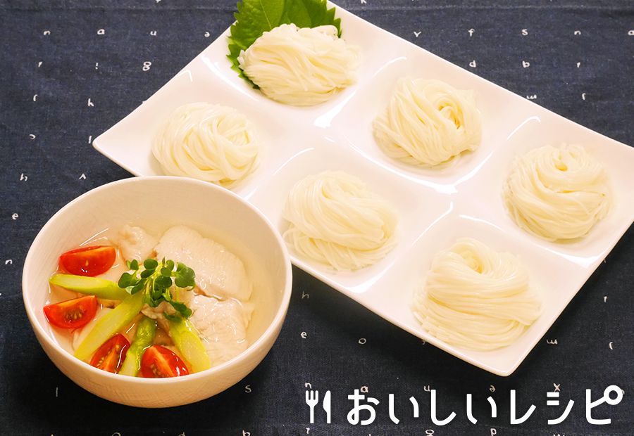 水晶鶏のつけそうめん