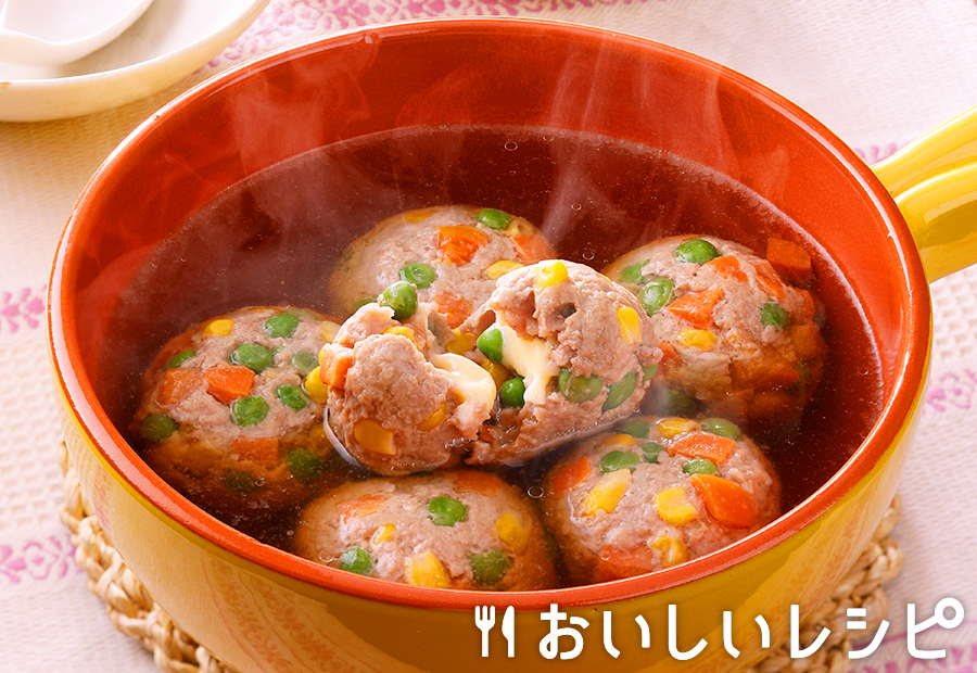 冷凍野菜を使って!チーズin肉だんご鍋
