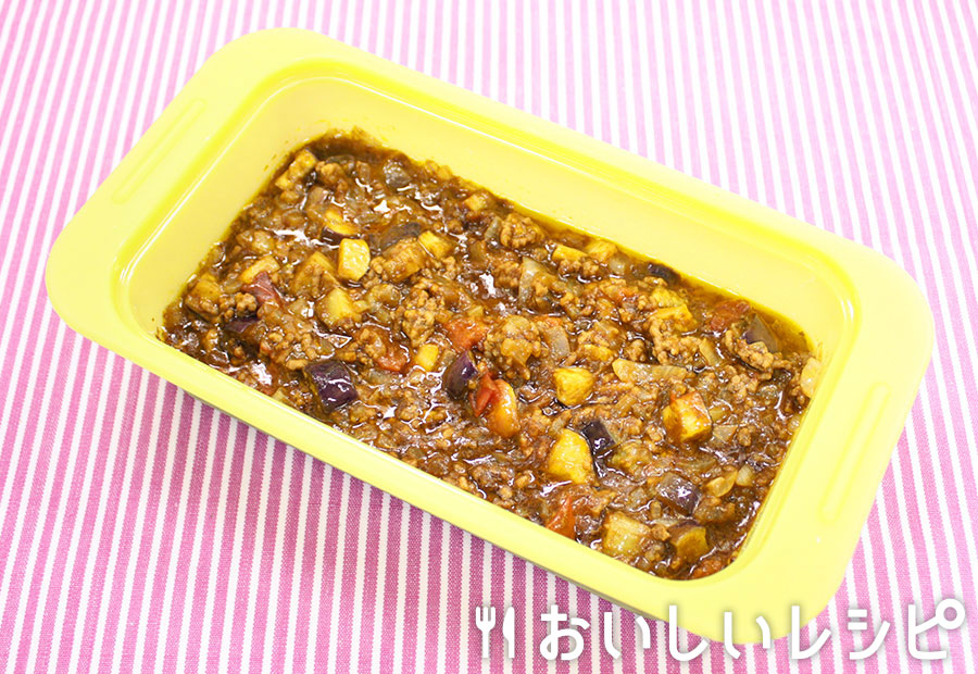 なすとトマトのレンチン!キーマカレー