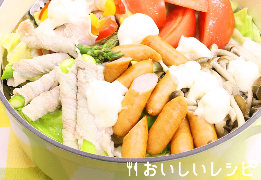 夏野菜の肉巻き蒸し鍋