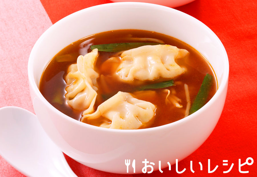 ピリ辛餃子スープ