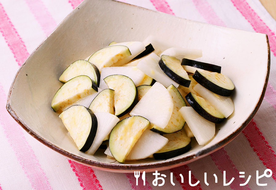 大根となすの辛子醤油漬け