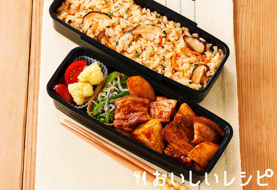 中華弁当 豚バラとじゃがいものみそ炒め