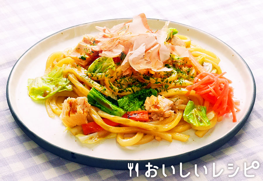 ツナとカット野菜の焼かずに焼うどん