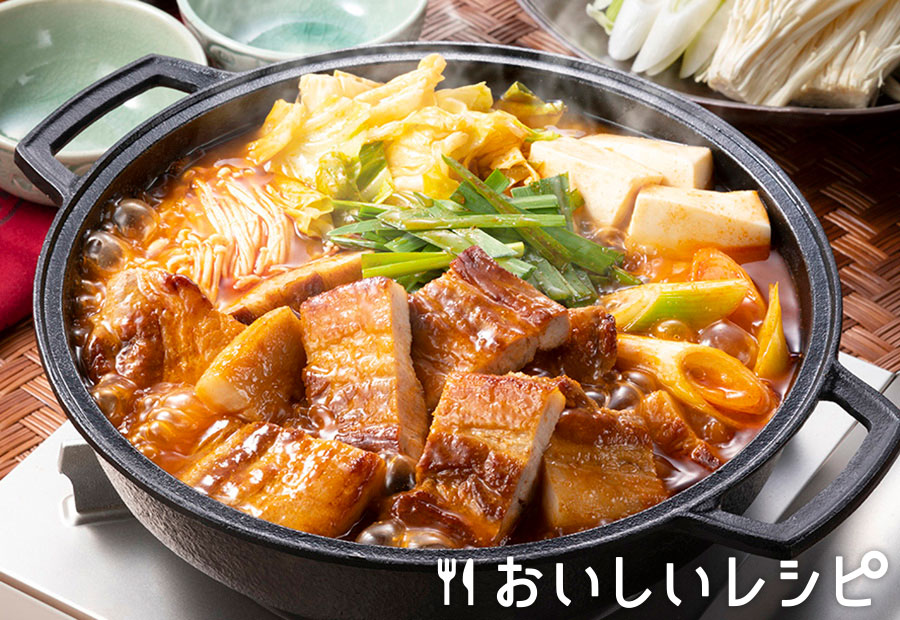 焼いたら絶品!団らん厚切り豚ばらキムチ鍋